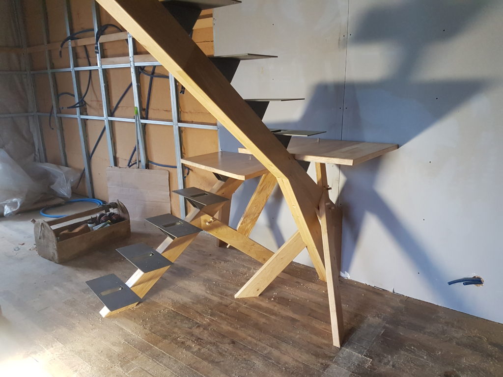 Réalisation escalier bois-métal